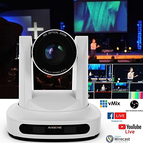 Avideone 30x Poe Ptz Câmera, HDMI 3G-SDI 1080p 60fps RS232 RS485 OBS VMIX IP Transmissão ao vivo Broadcast and Conference