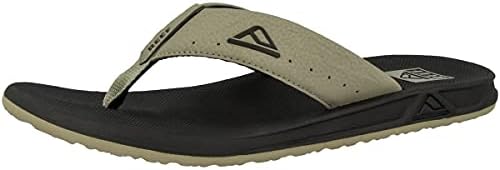 Reef Mens Phantoms Flip Flop, Black/Tan, 11 EUA