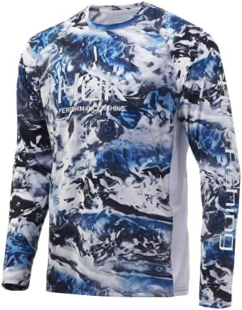 A perseguição masculina huk ventilou a manga comprida 30 UPF Fishing Shirt