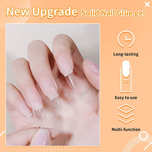 Gel de cola de unhas sólidas sedbuwza 2x20ml, dicas de unhas cola gel para extensão de unhas de acrílico, decorações de unhas adesivas ， stick 3d strassões de unhas diy, manicure, lâmpada UV/LED necessária