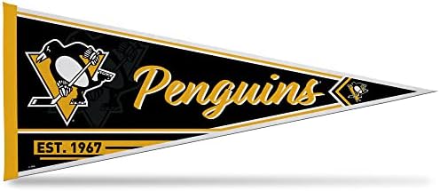 Rico Industries NHL Pittsburgh Penguins Classic 12 x 30 Soft Felt Pennant - ez para pendurar - decoração em casa