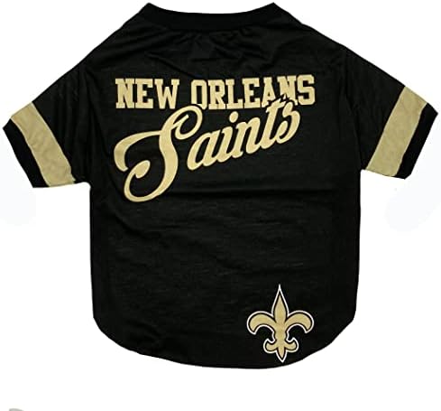 T-shirt da NFL New Orleans Saints para cães e gatos, pequenos. Camisa de cães de futebol para fãs da equipe da NFL. Novo e atualizado Design de faixas da moda, Difra