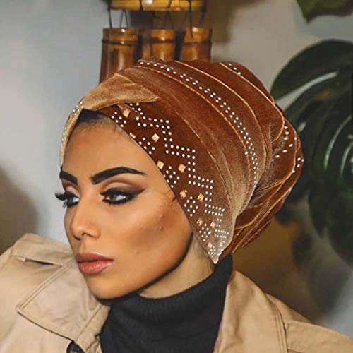 Bohend Vintage Rhinestone Turban Sleep Heardwrap Wide Sleep Sleep Sleep Turban Crystal Crystal Hat Muslim Headwear