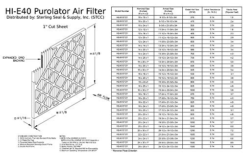 16 x16 x1 hi-e40 prolongue purolador de prega merv 8 filtro