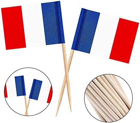 França Bandeira de palito, bandeira de cupcakes francesa, palitos de cocktail de 100 peças, mini topcakes de cupcakes, bandeiras