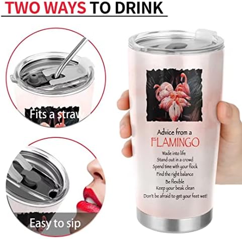 Conselho de um copo de flamingo para mulheres meninas personalizadas flamingos canecas de caneca de caneca de caneca de caneca de caneca de aço inoxidável de 20 onças com tampa