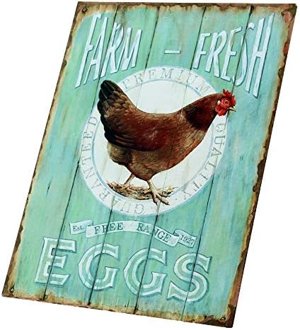 Barnyard Designs 'Farm Fresh Free Range ovos Retro Retro vintage Metal Tin Barra, sinalização decorativa de arte de