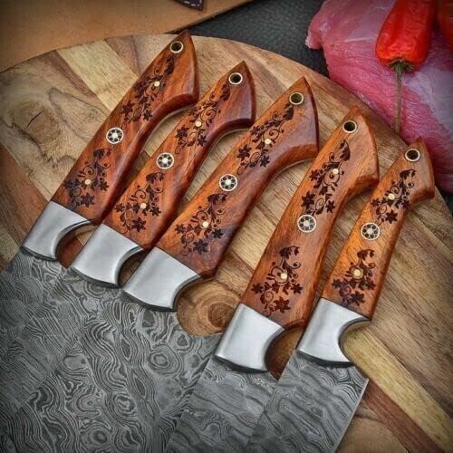 Facas de cozinha de cozinha de faca de cozinha de aço damasco forjada à mão