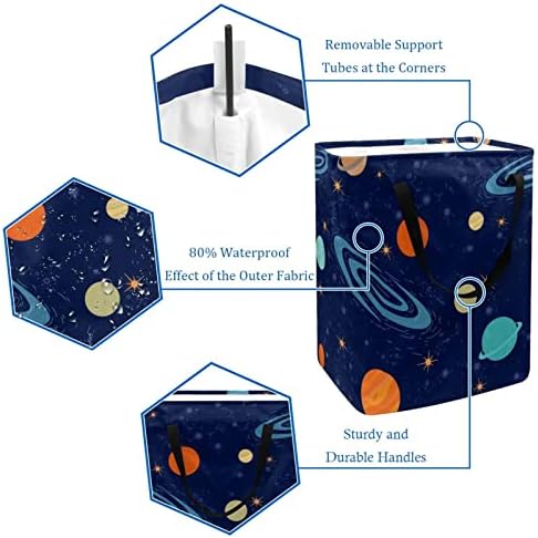 Sistema solar Planets Stars Prind Prind Collapsible Laundry Horse, 60l de lavanderia à prova d'água de lavagem de roupas de roupas