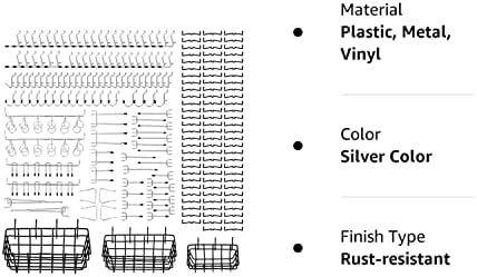 Oyydecor 205pcs ganchos de pegboard conjuntos com 3 pacotes cestas de pegboard s/m/l, kit de acessórios para ganchos de