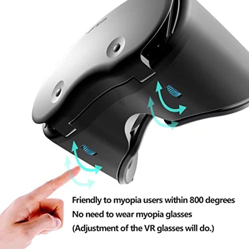 Óculos VR, 2022 3D Realidade virtual fone de ouvido compatível com iPhone & Android, Órgãos de realidade virtual universal para crianças e adultos, lentes anti-azul de 2k, pupila e distância de objeto ajustáveis