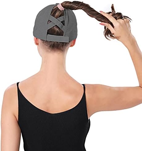 Novas mulheres atualizadas Criss Cross Hat High Ponytail Baseball Caps Ajustável High Messy Bun Ponycap Trucker Hats