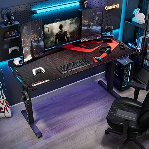 Eureka ergonomic 65 Grande altura elétrica ajustável mesa de pé com luzes LED RGB Free Large Gaming estendido para jogos