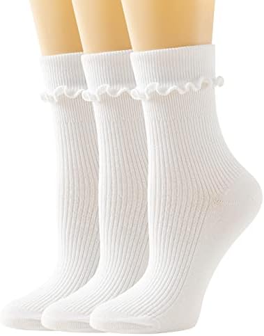 Amhrling para meias de tornozelo de babados fofos para mulheres - alface de alface macia alface meias com babados de baixo