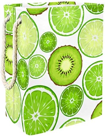 Indicultor verde limão ang kiwi padrão 300d Oxford PVC Roupas à prova d'água cesto grande cesta de lavanderia para cobertores
