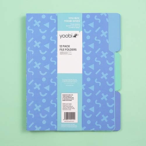 Yoobi | Pastas de arquivo | Material de papel | Pacote Memphis ao lado da piscina - Blue/Multi Variety Pack of 12