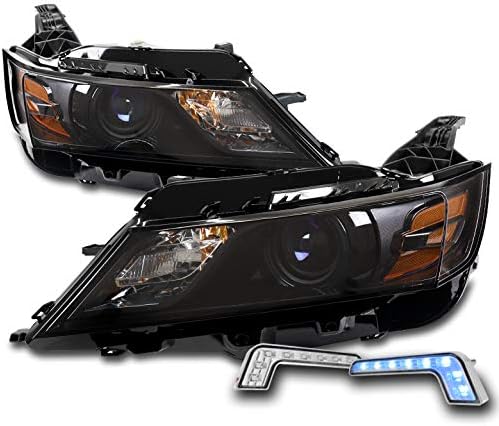 ZMAUTOPARTS HALOGEN Projector Faróis pretos com 6,25 LED LED azul DRL Compatível com 2015-2019 Chevy Impala