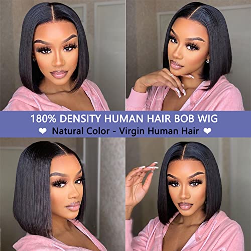 Bob Wig Human Human 13x4 Wigs dianteiro de renda para mulheres negras 180% Densidade perucas de glueless Human Human Human