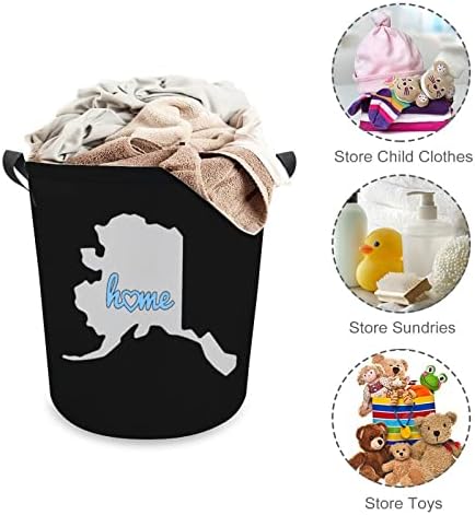 Alasca - Mapa contorno de lavanderia em casa cesto de armazenamento dobrável cestas de roupas de bolsa para dormitório doméstico