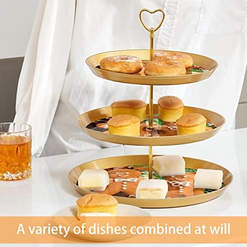 Conjunto de exibição de mesa de sobremesa, suporte de cupcakes de ouro, estandes de sobremesa, bandeja de 3 camadas, suporte de