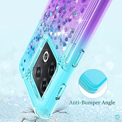 Dzxouui para onePlus 10 Pro Case com protetor de tela, girls meninas fofas climagens claras fluindo capa de capa de telefone TPU macio para OnePlus 10 Pro 5G - Teal/Purple