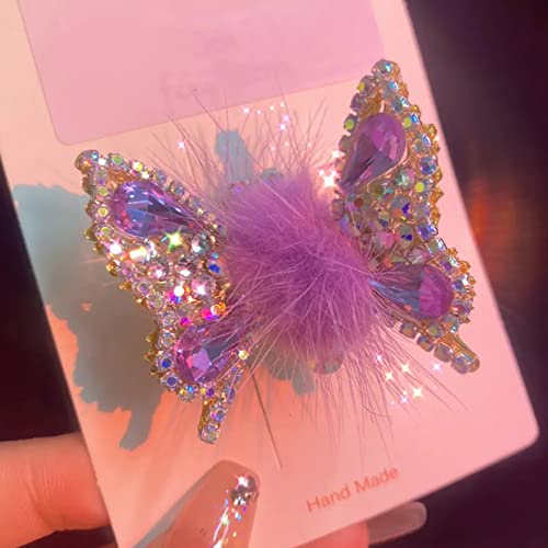 2pcs voando com borboleta de gancho de borboleta, clipes de cabelo de strass de borboleta clipes de metal elegantes, movimentando
