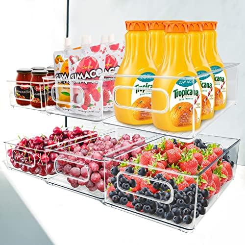 Uchiha Conjunto de 9 caixas organizadoras de geladeira - Clear empilhável organizador de plantas de plástico para freezer, cozinha,