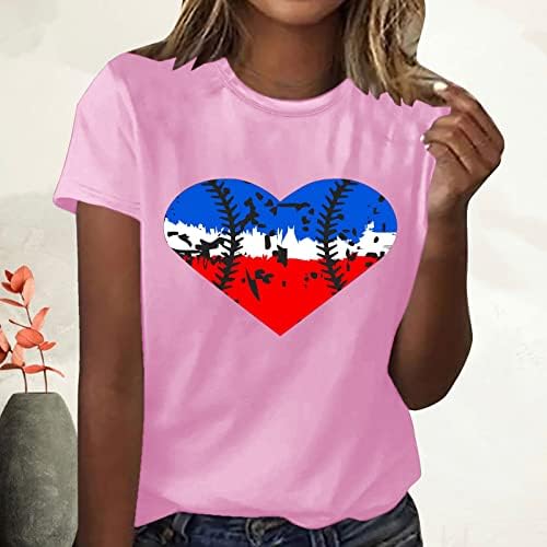 Tamas de camisetas de verão para mulheres adoram camisetas de beisebol com estampa de coração de coração