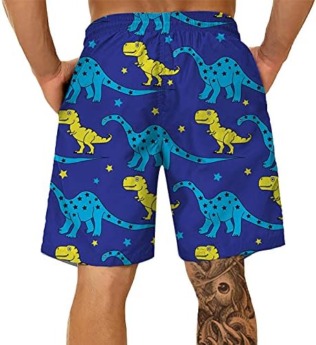 XXBR Mens Summer Swim Turnks Quick Dry Novelty Funnos Dinosaur Print