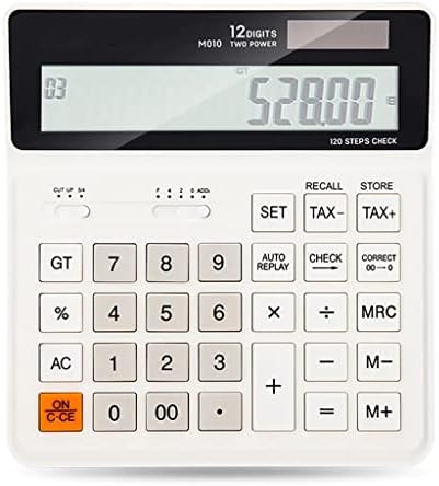 Calculadora do MJWDP Verifique o correto 120 Passos Branco Branco de 12 dígitos Dual Power Business Office Finance Desktop Calculadora (cor: A, tamanho