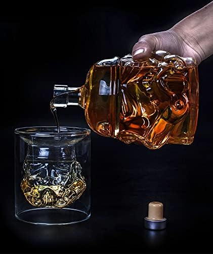 Iitaoozi transparente Whisky Decanter Stormtrooper Garrafa com 2 copo para vinho, conhaque, escocês, vodka, licor750ml