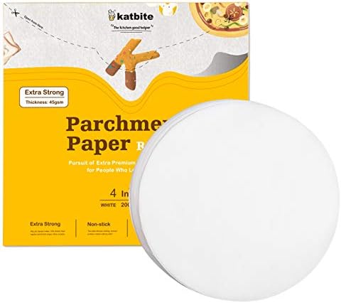Roundos de pergaminho pesado de Katbite Rounds de 4 polegadas, 200pcs Round Patty Paper Rounds, uso para assar pequenos