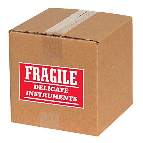 Etiquetas de fita Logic®, Instrumentos frágeis - delicados , 3 x 4 , vermelho/branco, 500/roll
