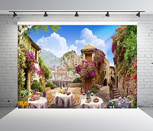 BELECO 9X6FT TABORE Europa Europa antiga Cidade Velha Itália Passo de fotografia Tuscana Spring Floral Street Cafe Restaurant