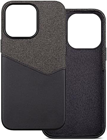 LOPIE [Caixa de telefone da série de algodão Sea Island compatível com iPhone 14 Pro Max - Caixa de carteira de couro real - Capa
