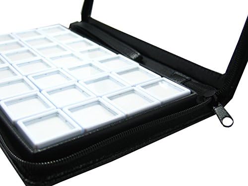 Golbox A Gem Jewelry Bag Display Carry com 28 PCs de vidro superior 3x3 cm de tampa branca com zíper
