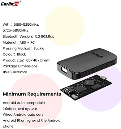 Adaptador automático Android sem fio Carlinkit, adaptador de carro sem fio para Android Auto, True Wireless Connection, apenas