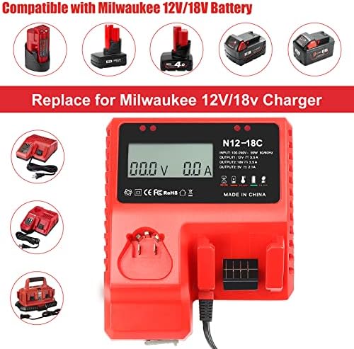 18V 9.0 Ah Battery and Charger Combo Kit para Milwaukee M-18, substitua por Milwaukee Red Lithium XC Baterias+ 18V Carregador de bateria 48-59-1812