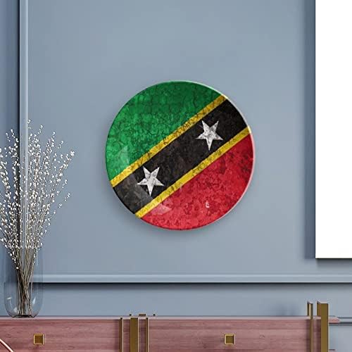 Bandeira de Saint Kitts e Nevis Bone China Decorativa Placas redondas Placas de cerâmica Craft With Display Stand for Home Office