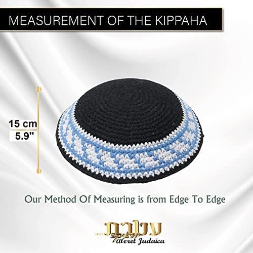 Ateret Judaica tricotou a kippah para homens meninos e crianças tamanho 16 cm, chapéu Yamaka de Israel.