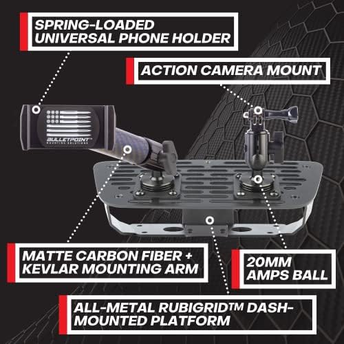 Bulletpoint Dash Mount Cell Phone Storter Compatível com o Jeep Wrangler JEP JKU de 2011-2018 Montagem de bola de 20 mm