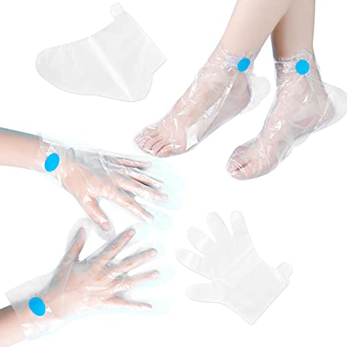 400pcs parafina de cera e revestimento de pé, banheira de cera de plástico transparente tampas para o pé da mão, meias