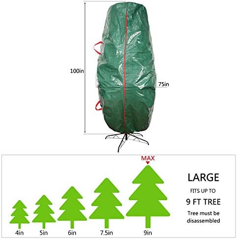 Sattiyrch Saco de armazenamento de árvore de Natal vertical - material à prova de lágrimas para durabilidade extra - mantém