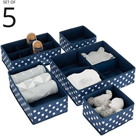 Mdesign Soft Fabric Dresses Draveta/armário Dividido Bins Organizer para viveiro - mantém cobertores, babadores, meias,