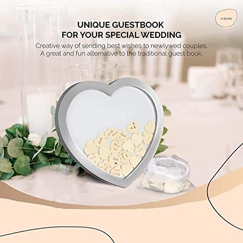 BuyBox Marketplace Casamento Livro de convidados - elegante em forma de coração Drop Top Frame w 60 Hearts de madeira na
