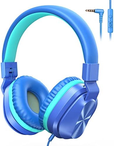 Fones de ouvido infantis com microfone para a escola, 85dB/94dB Volume limitado Filhotes dobráveis ​​e ajustáveis