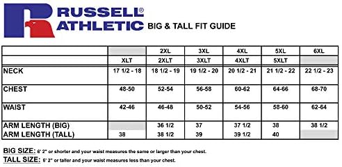 Russell Athletic umidade Wicking Shirts Grandes e Altos - Ajuste seco grande e alto