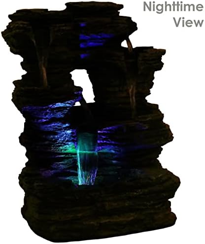 Caverna de rocha de 5 fluxo de 5 polegadas SunnyDaze de 13,5 polegadas com luzes multicoloridas LED-bomba submersível