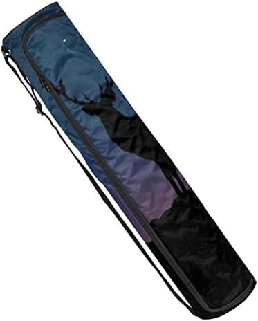 Deer DiLhouette Yoga Mat Bags Full-Zip Yoga Carry Bag for Mulher Men, Exercício de ioga transportadora com cinta ajustável