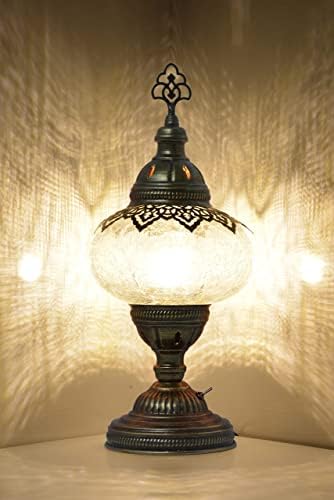 Lâmpada turca de bateria com mozaísta com luz LED embutida, lâmpada de mesa de mosaico sem fio, lâmpada de lâmpada de vidro decorativo